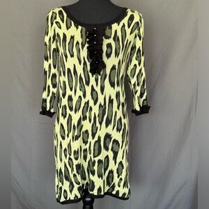 Kensiegirl green leopard sweater dress
